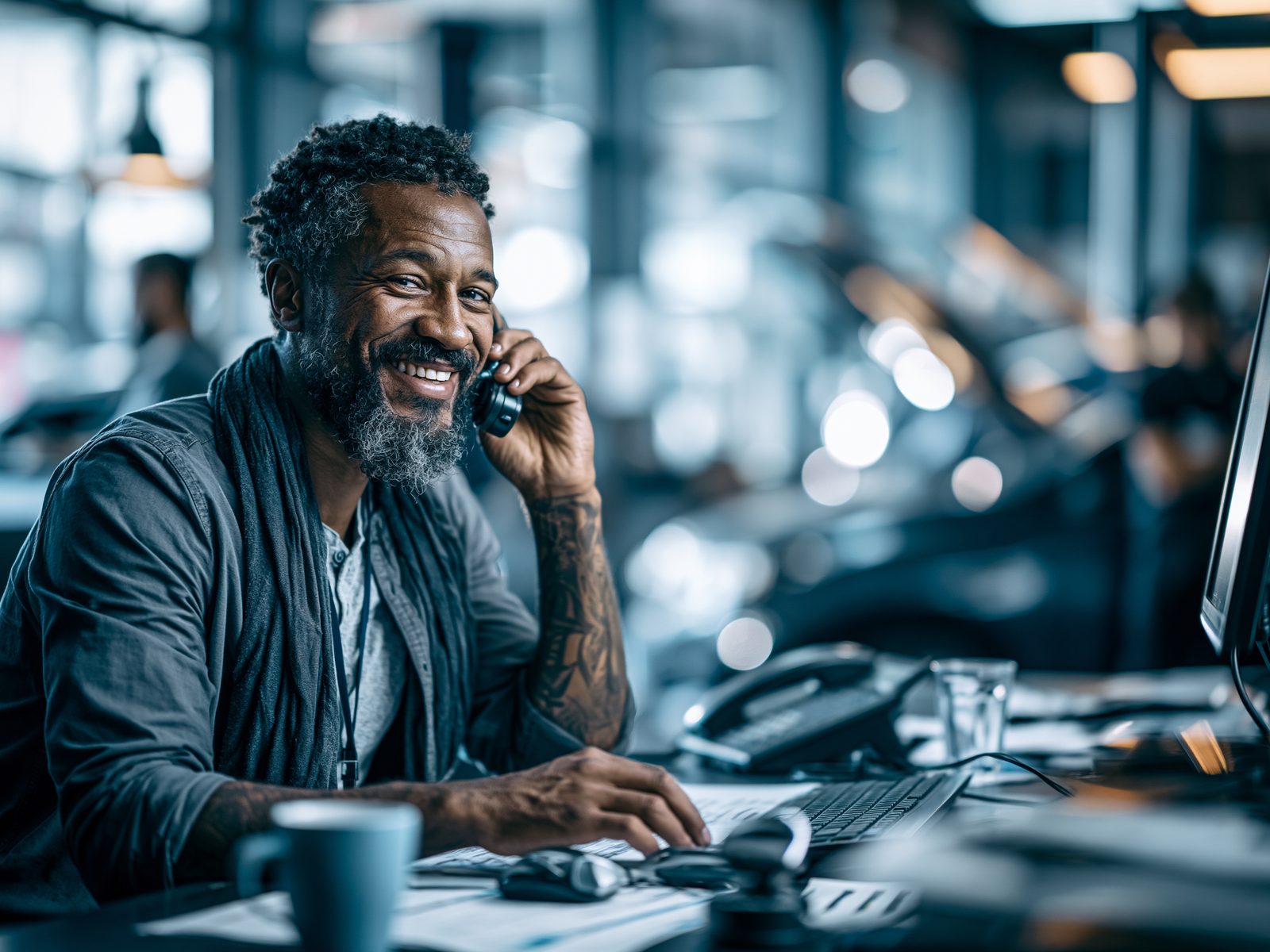 Auto shop service advisor at the front desk